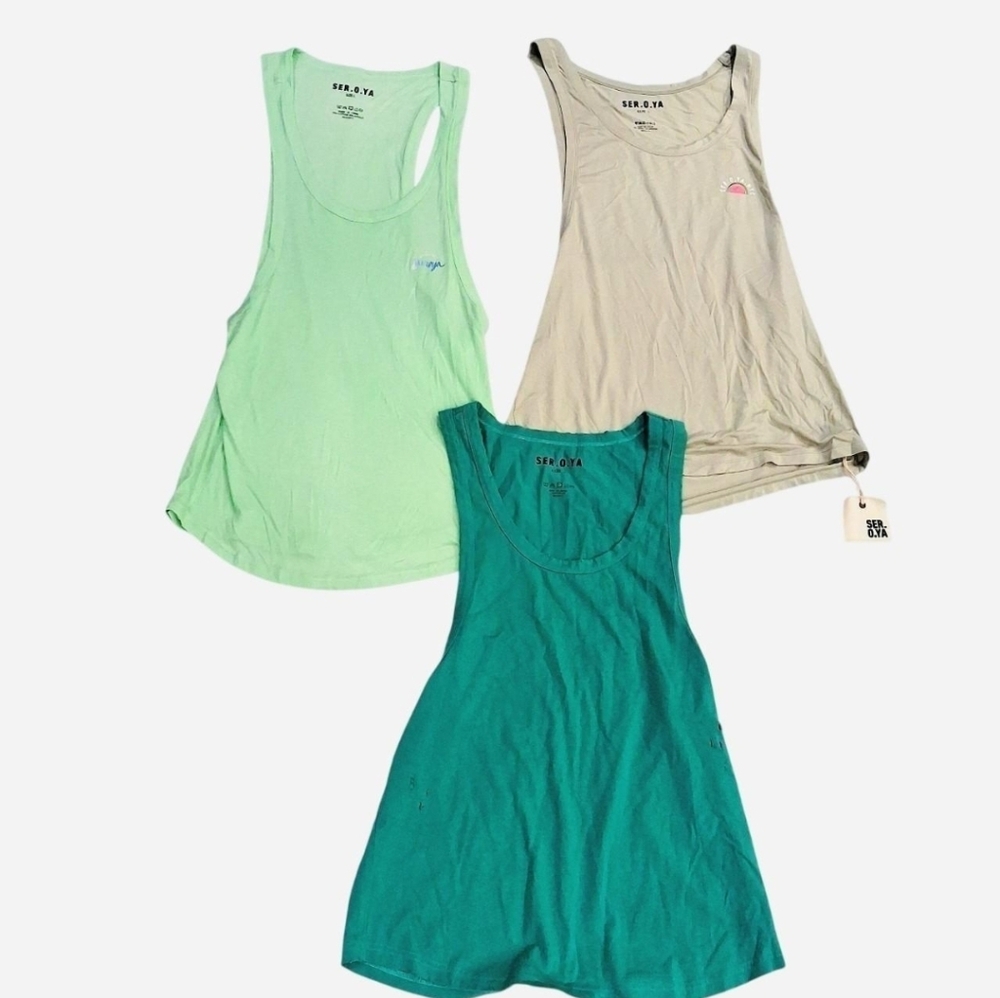 Ser.o.ya Bundle Men's Muscle Tank Tops Green Size Large New Cotton Lightweight